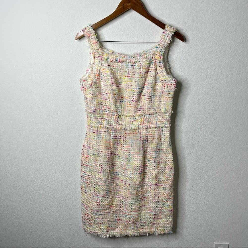 Theia Colorful Multi Tweed Sheath Dress Sleeveless Womens Size 10 - Picture 2 of 9